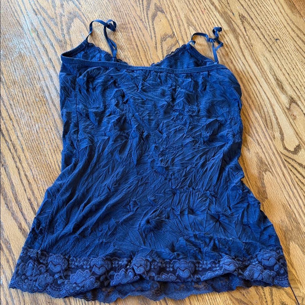 Maurices Y2K Lace Trim Cami Blue Crinkle Tank Top women’s Large